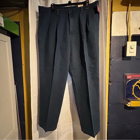 dockers blue pleated crease individual fit khaki pants - Picture 1 of 10